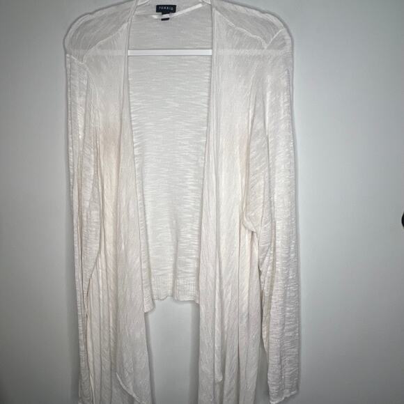 Torrid Slub Cream Drape Front Flowy Cardigan Plus Size 4X - Picture 6 of 8